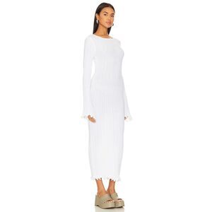 Baha Long Sleeve Maxi Dress in White lettuce hem sold at revolve